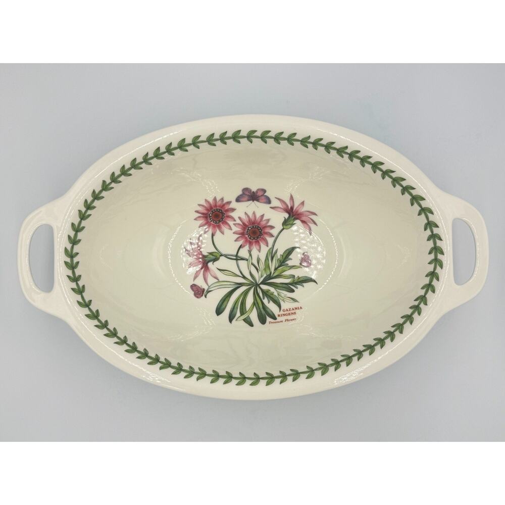 Portmeirion Botanical Garden Large Oval Handled Serving Bowl 15" W/Tag